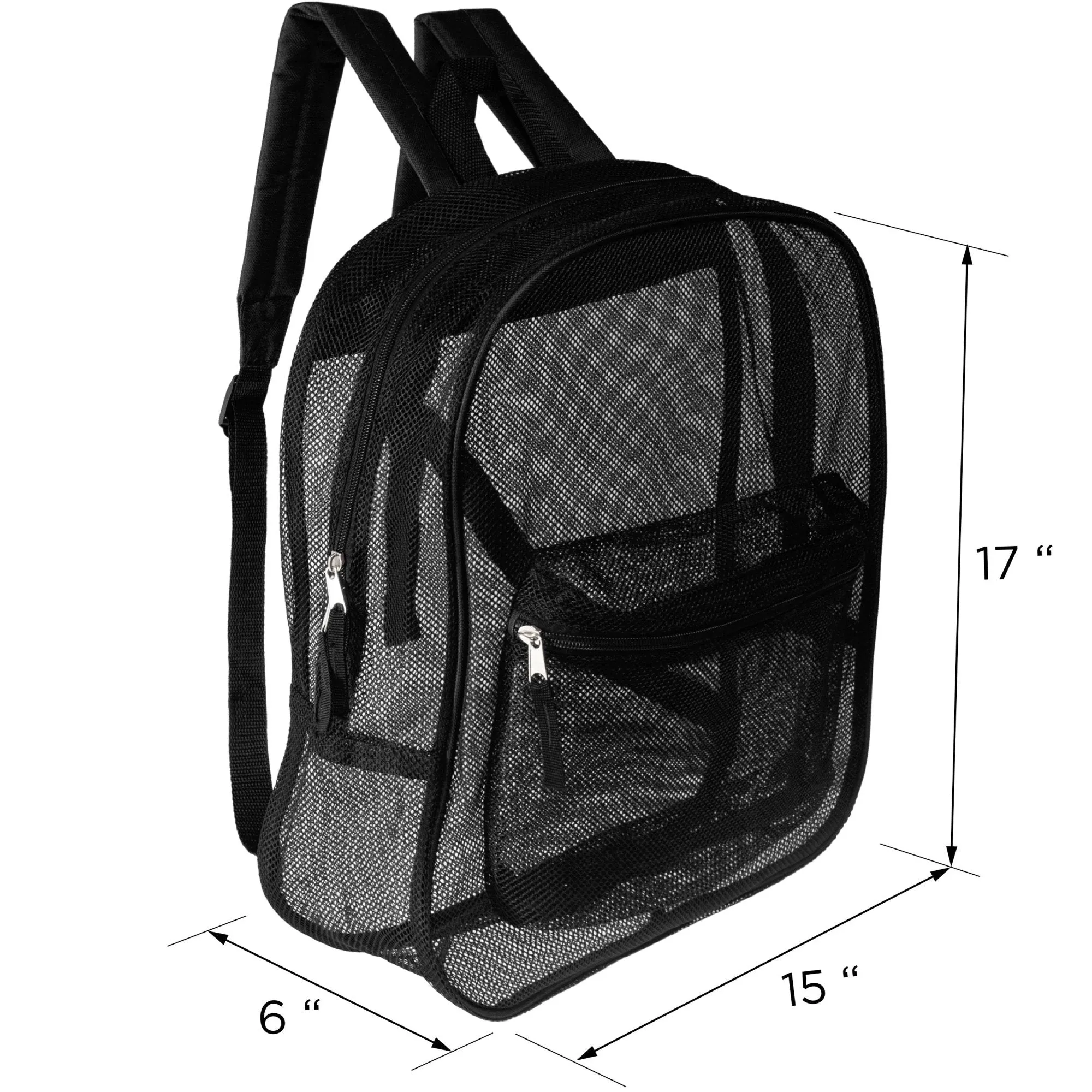 12 Wholesale 17" Mesh Backpacks in Black & 12 Bulk School Supply Kits of Your Choice