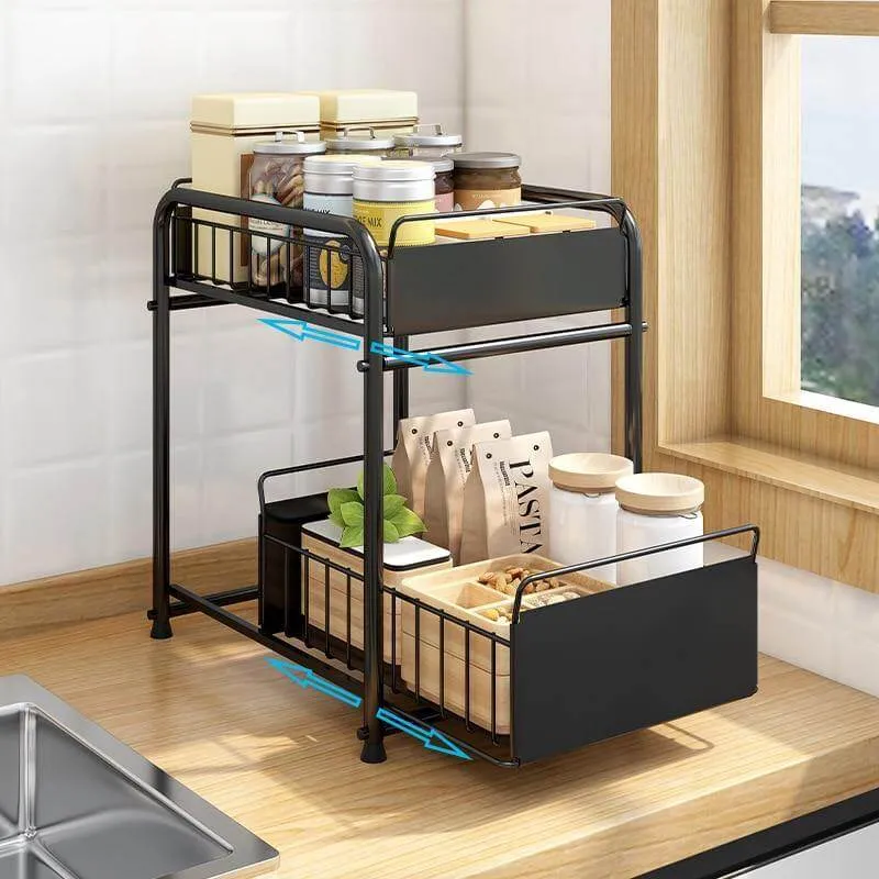 2-Tier Organizer with Sliding Kitchen Storage Drawers