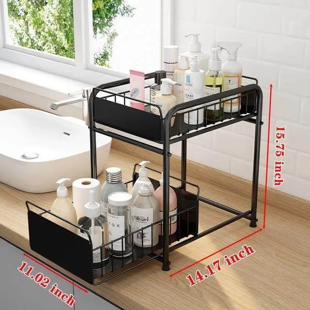 2-Tier Organizer with Sliding Kitchen Storage Drawers