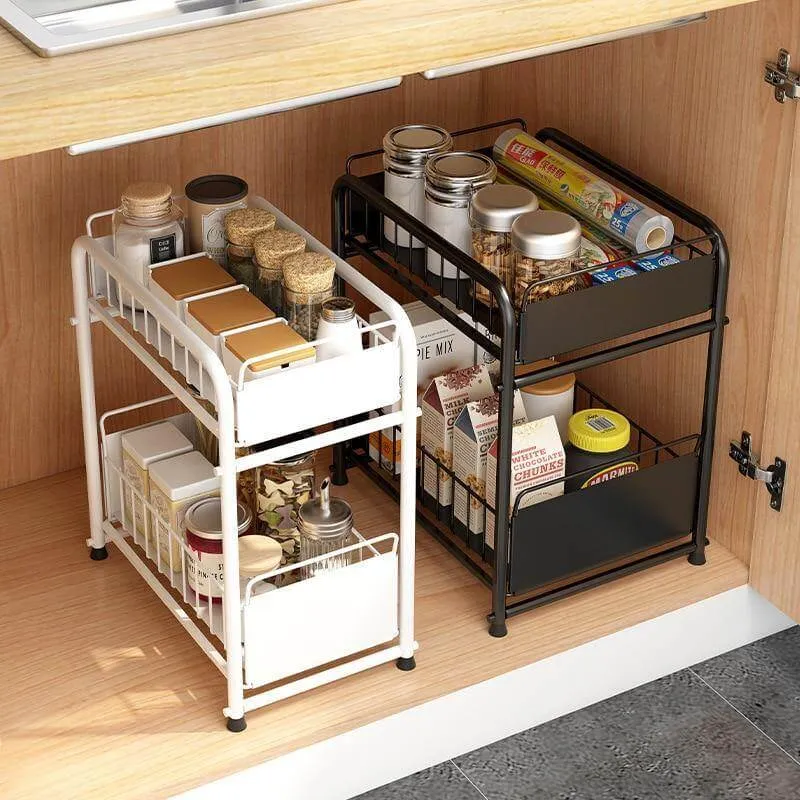 2-Tier Organizer with Sliding Kitchen Storage Drawers