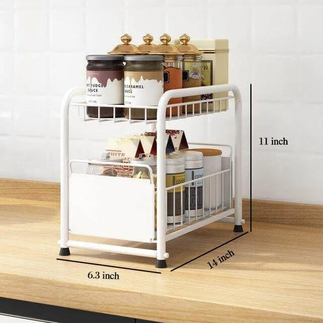 2-Tier Organizer with Sliding Kitchen Storage Drawers