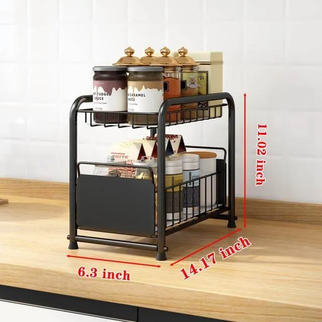 2-Tier Organizer with Sliding Kitchen Storage Drawers