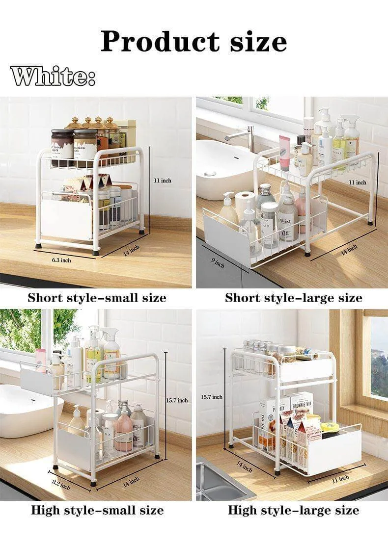 2-Tier Organizer with Sliding Kitchen Storage Drawers