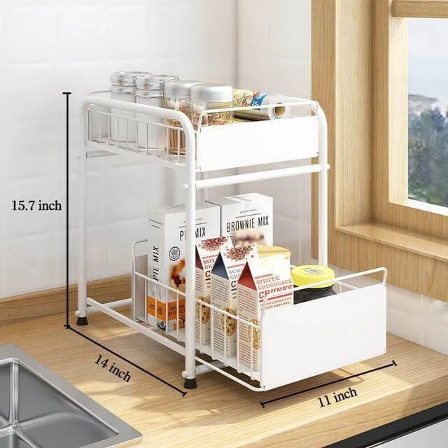 2-Tier Organizer with Sliding Kitchen Storage Drawers