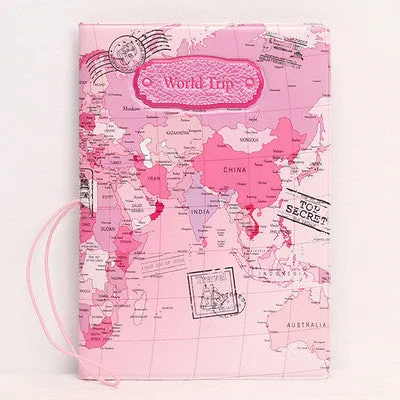 2017 New World Trip Map Travel Passport Covers for Men , PVC Leather ID Card Bag Passport holder  Passport Wallets 14*9.6cm