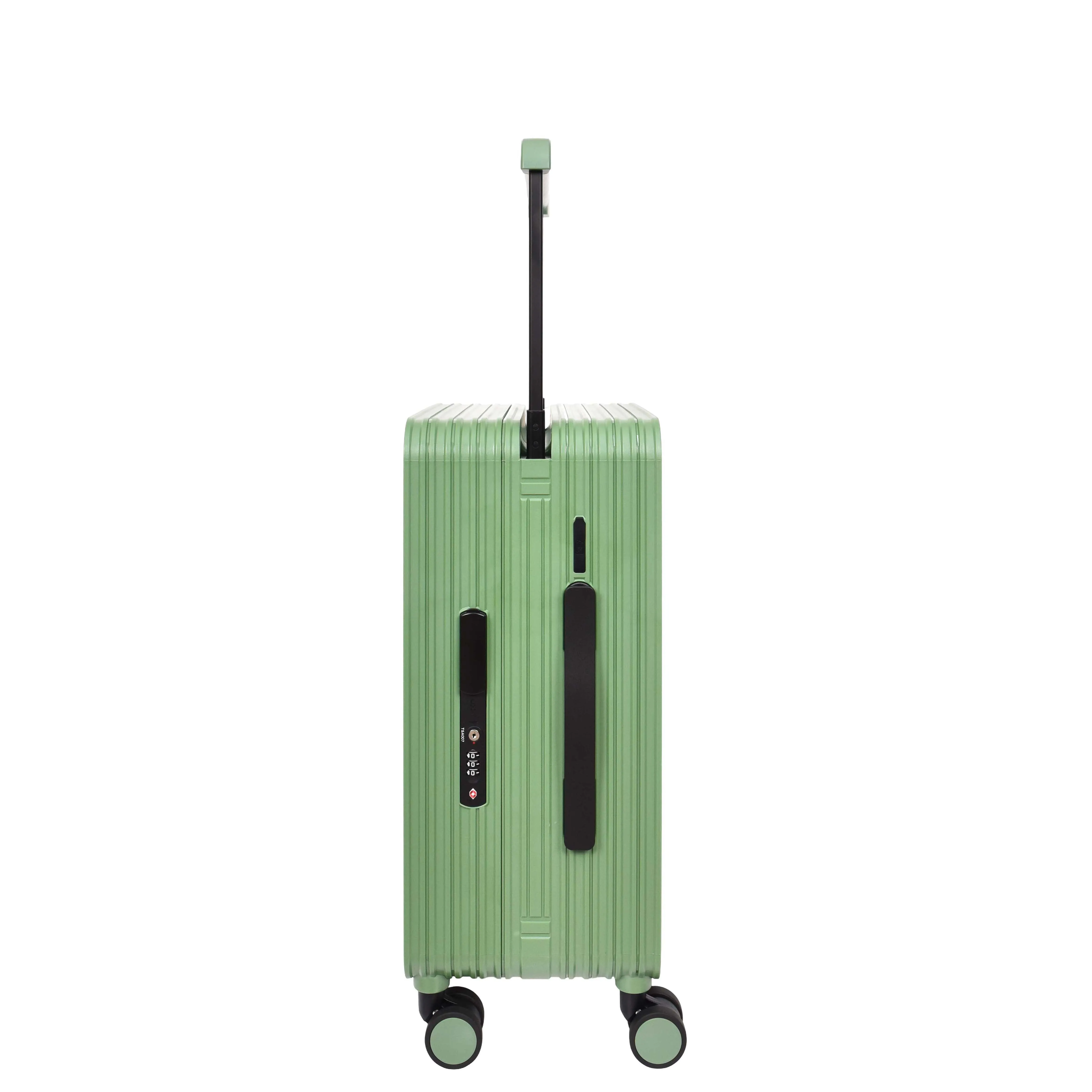 20" Cabin Size USB Port Suitcase Four Wheels Hard Shell Smart Luggage Expedition Green