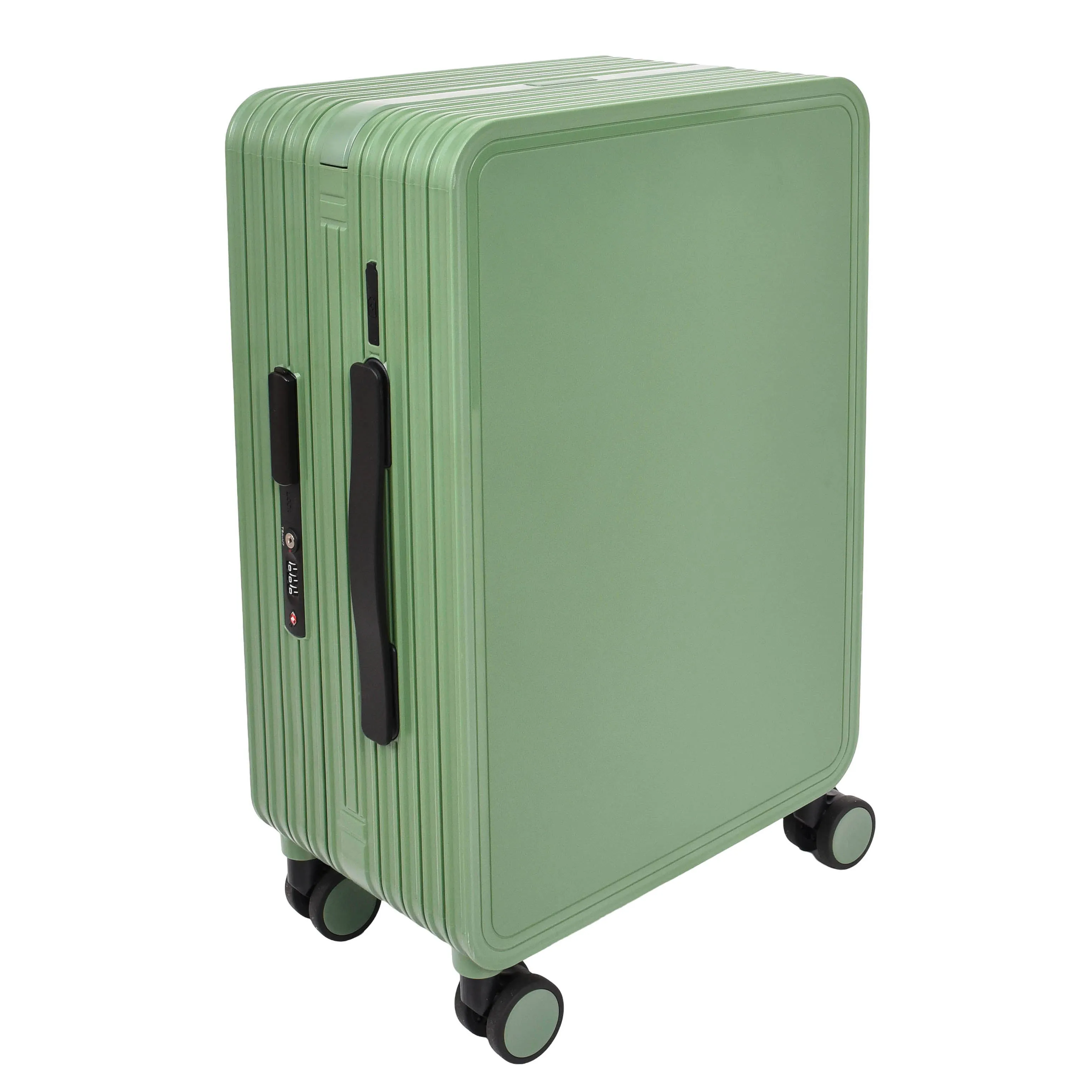 20" Cabin Size USB Port Suitcase Four Wheels Hard Shell Smart Luggage Expedition Green