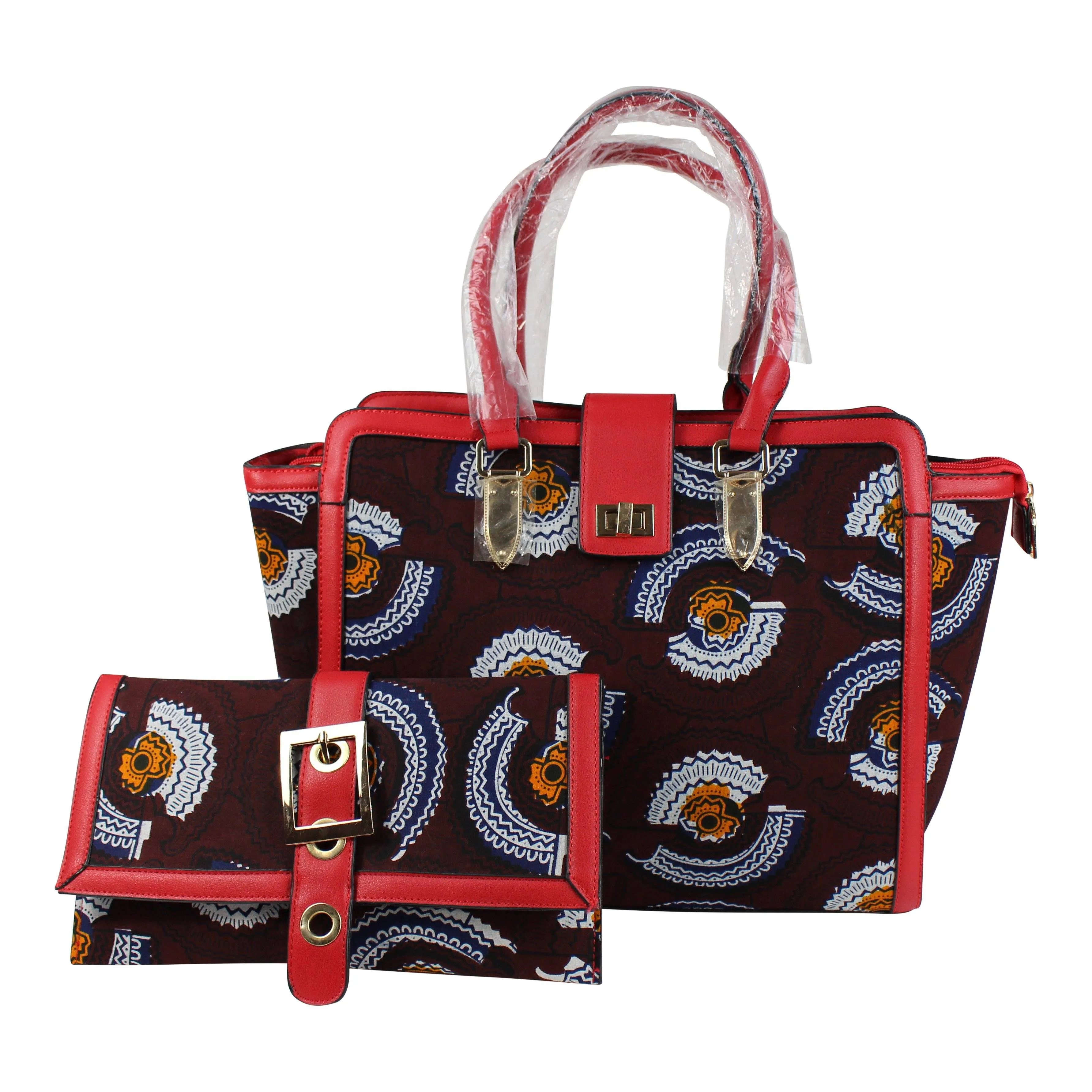 African Print Wax Handbag with a Purse-Wallet