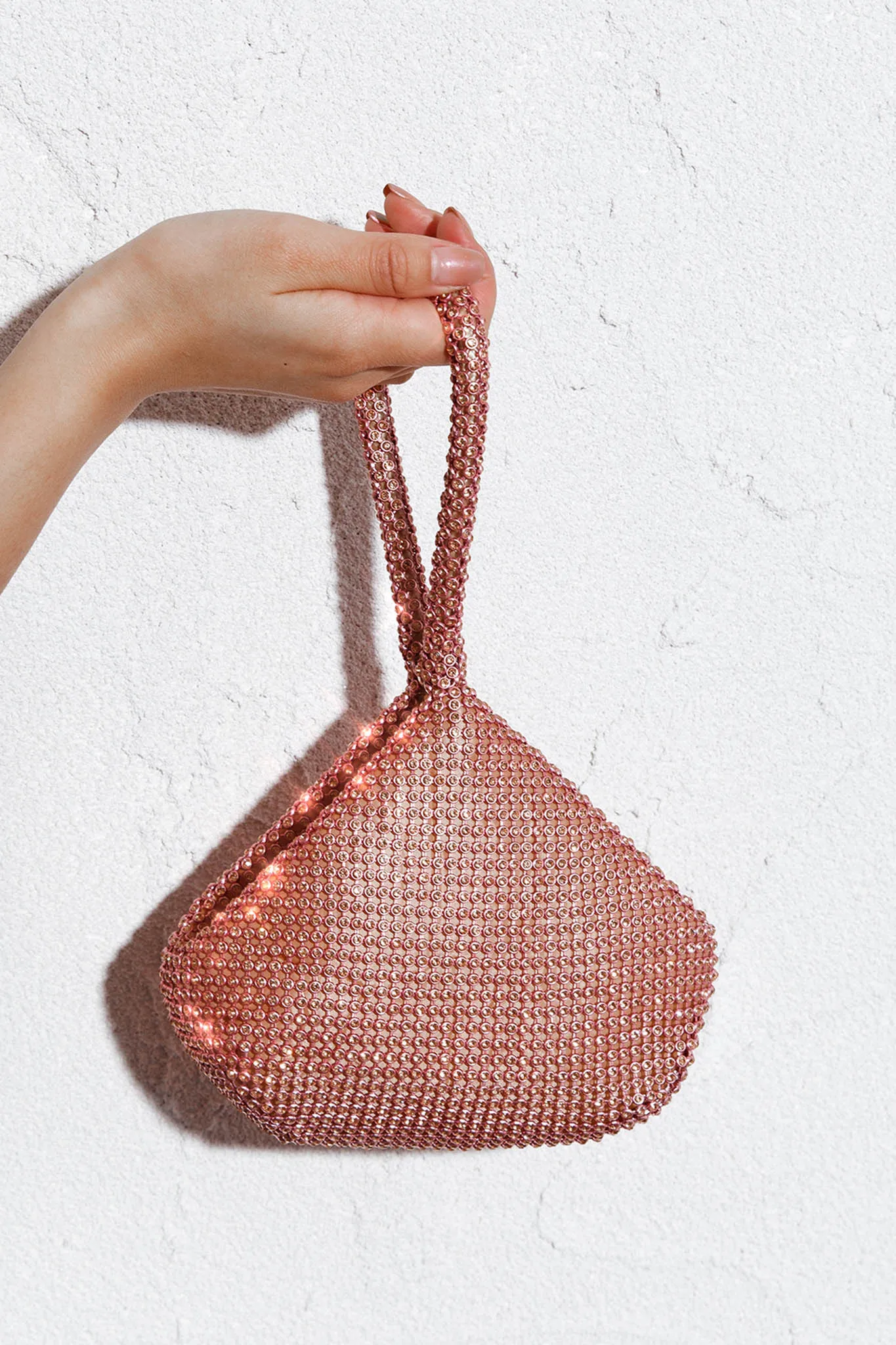 Amore Diamante Mesh Bag Champagne