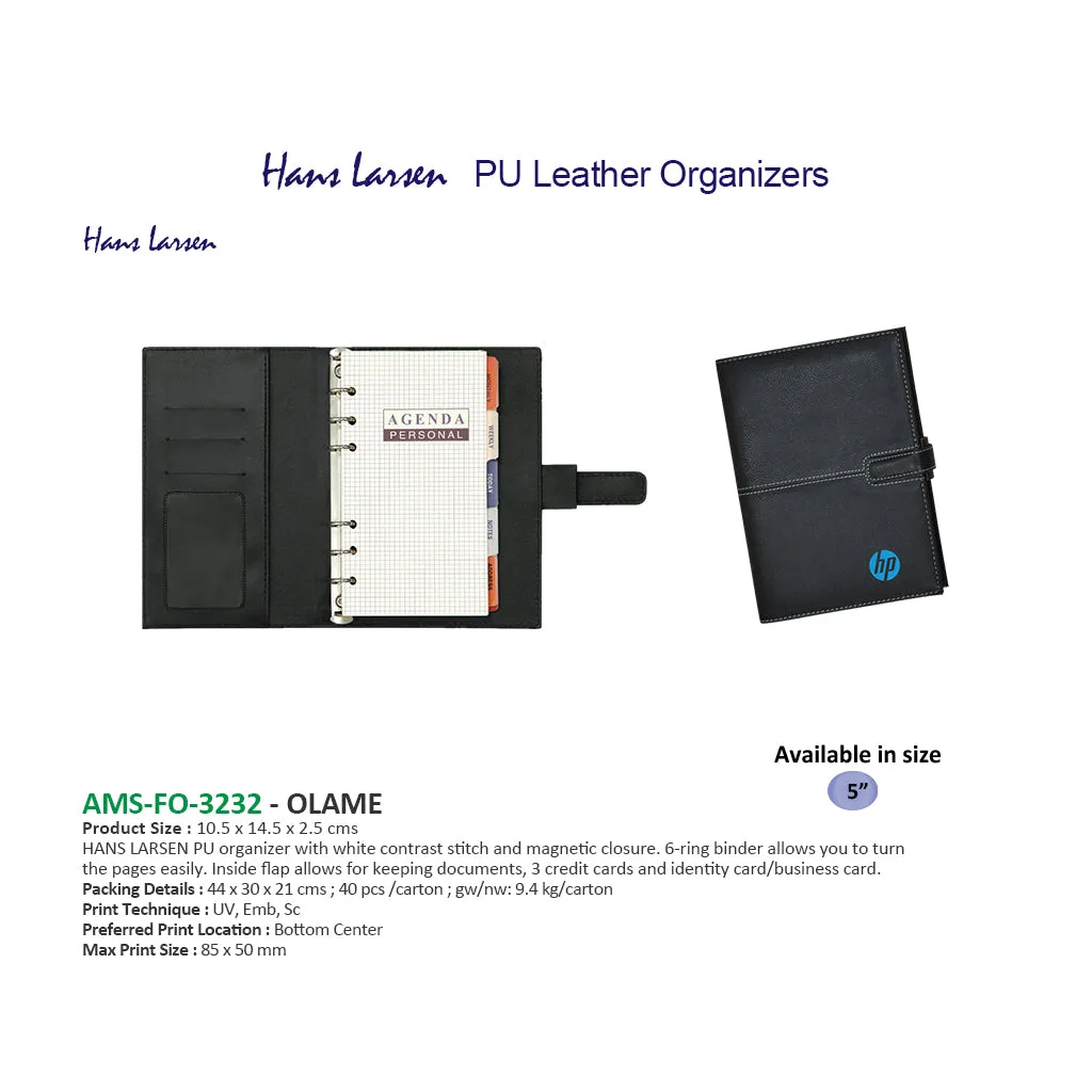 AMS-FO 3232  - Hans Larsen PU Leather Organizers - 5 inch