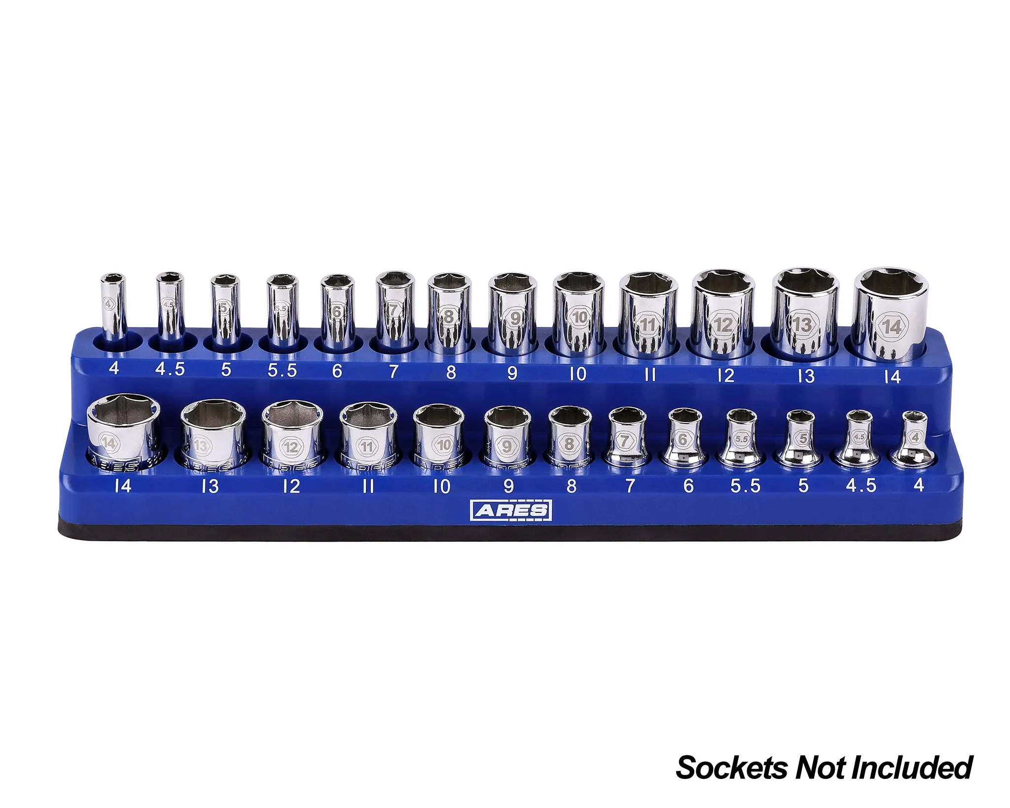 ARES 60006 - 26-Piece 1/4" Blue Metric Magnetic Socket Organizer