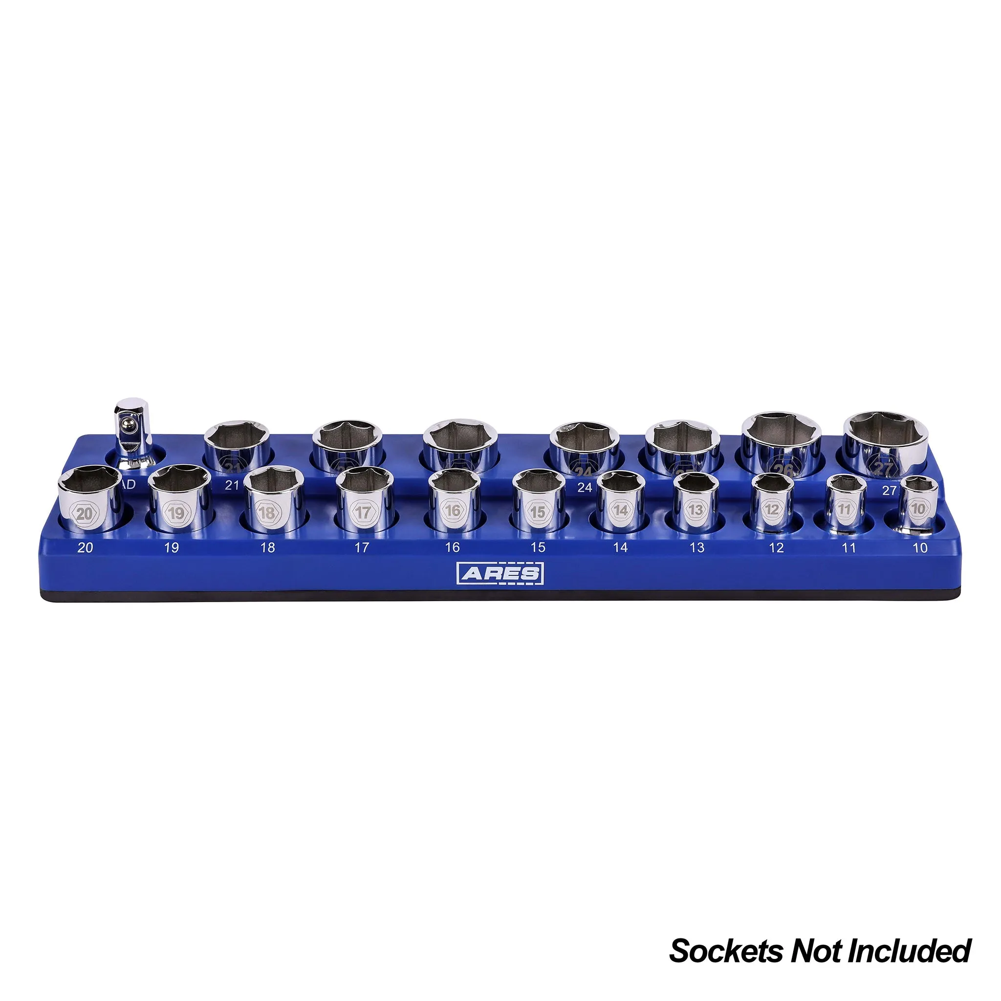 ARES 60010 - 19-Piece 1/2-Inch Blue Metric Magnetic Socket Organizer