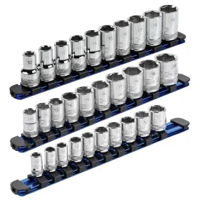 ARES 60110 - 3-Piece Blue 9.84-Inch Aluminum Socket Rail Set with Locking End Caps