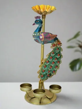 Artisan-Crafted Peacock Tealight Holder: Graceful Illumination for Your Space