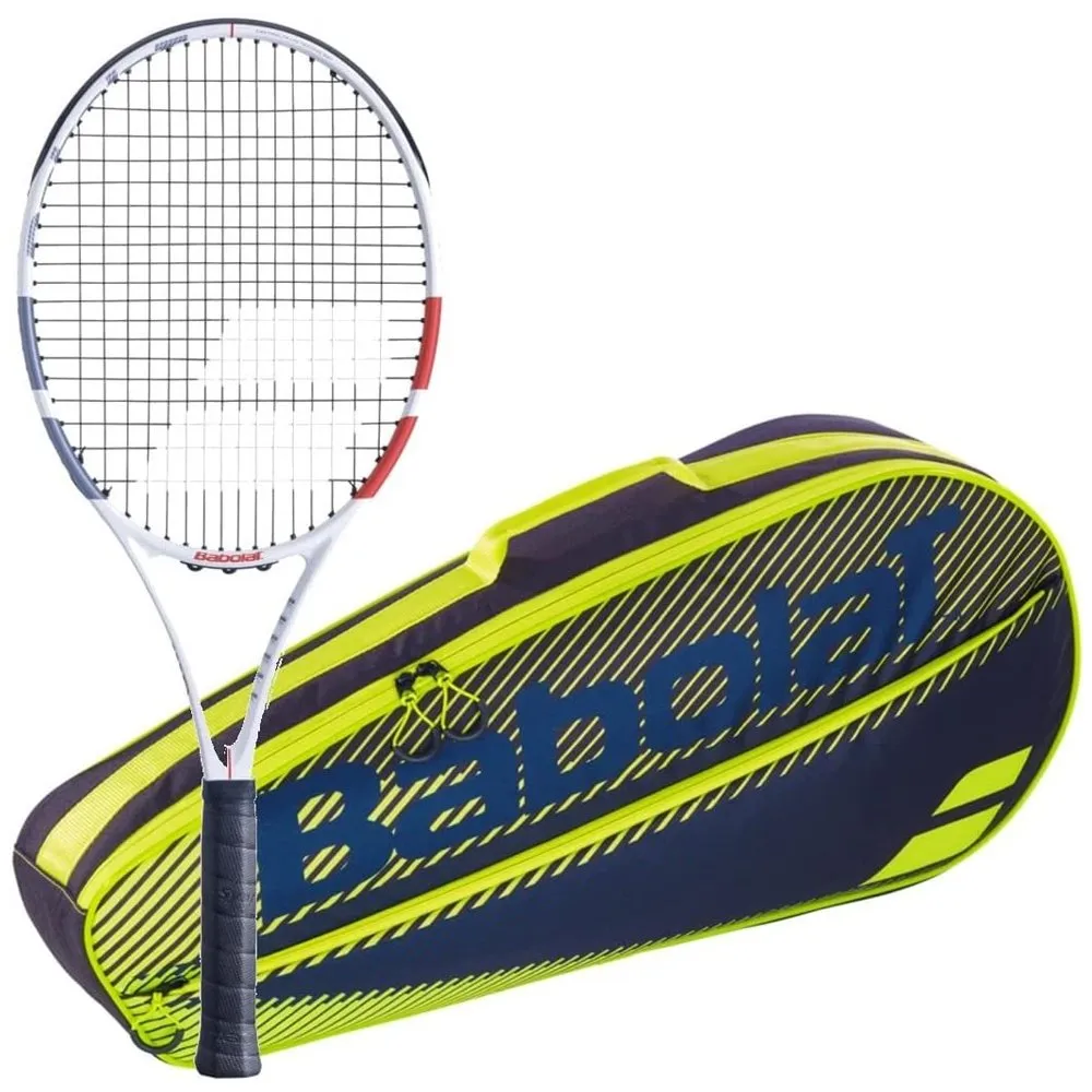 Babolat Strike Evo Strung Tennis Racquet Bundled with an RH3 Club Essential Tennis Bag in Your Choice of Color