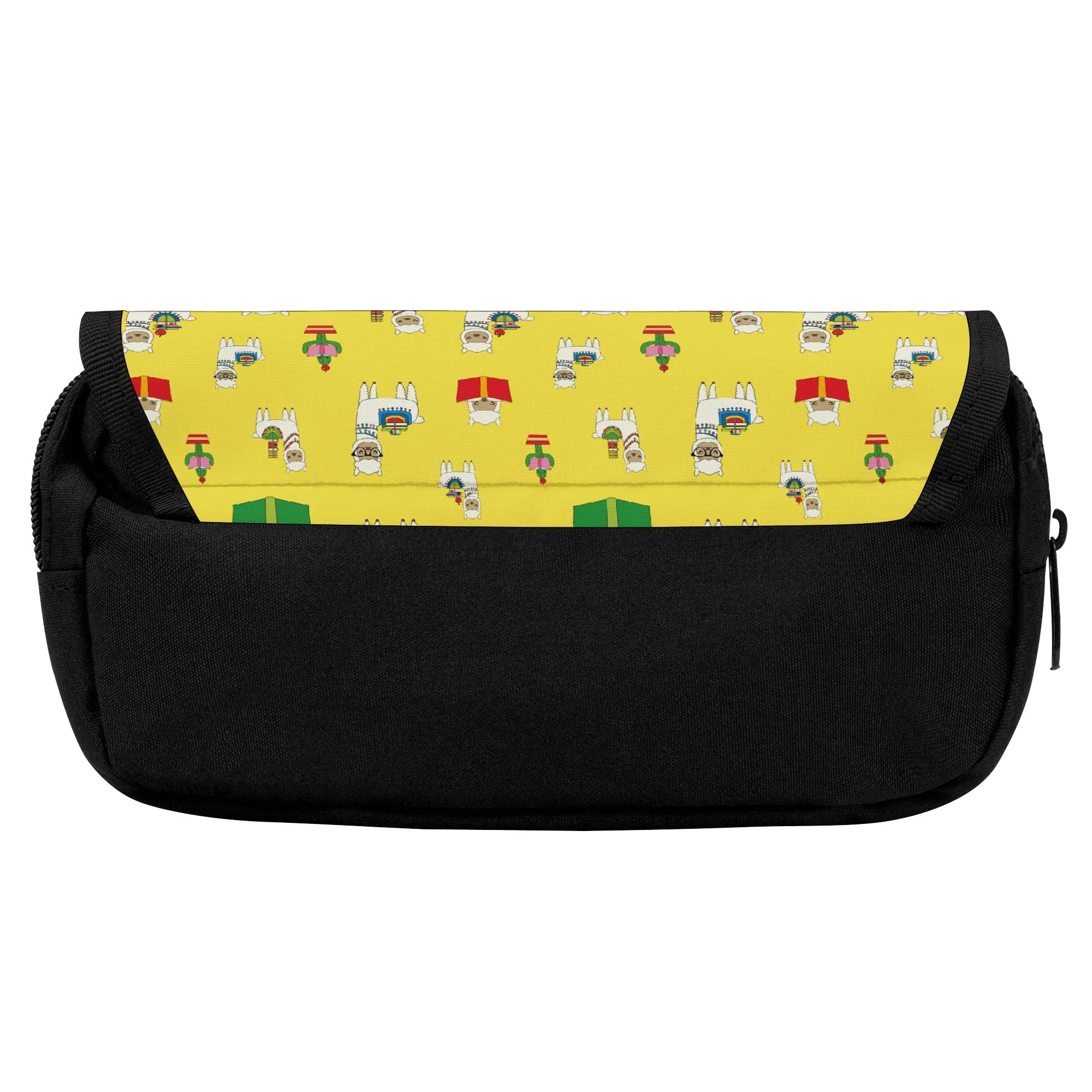 Back to School Personalized Double Layer Pencil case for Kids. Cute Alpaca pattern