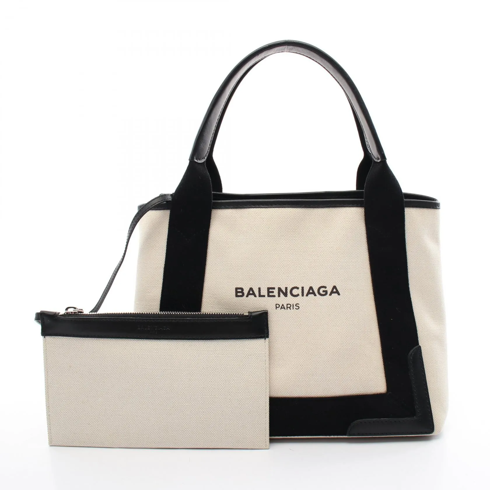 Balenciaga Canvas Leather Navy Cabas S Tote Bag