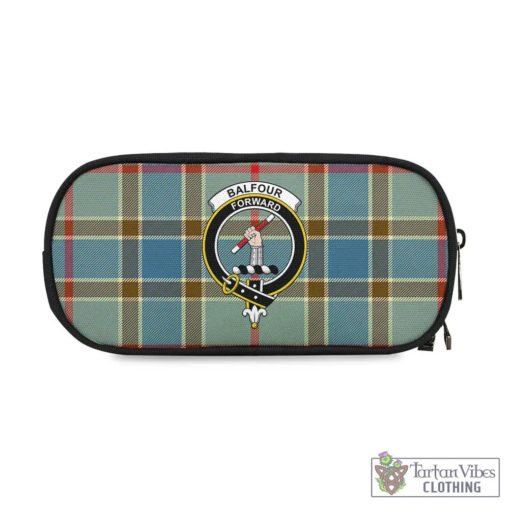 Balfour Blue Tartan Pen and Pencil Case with Family Crest