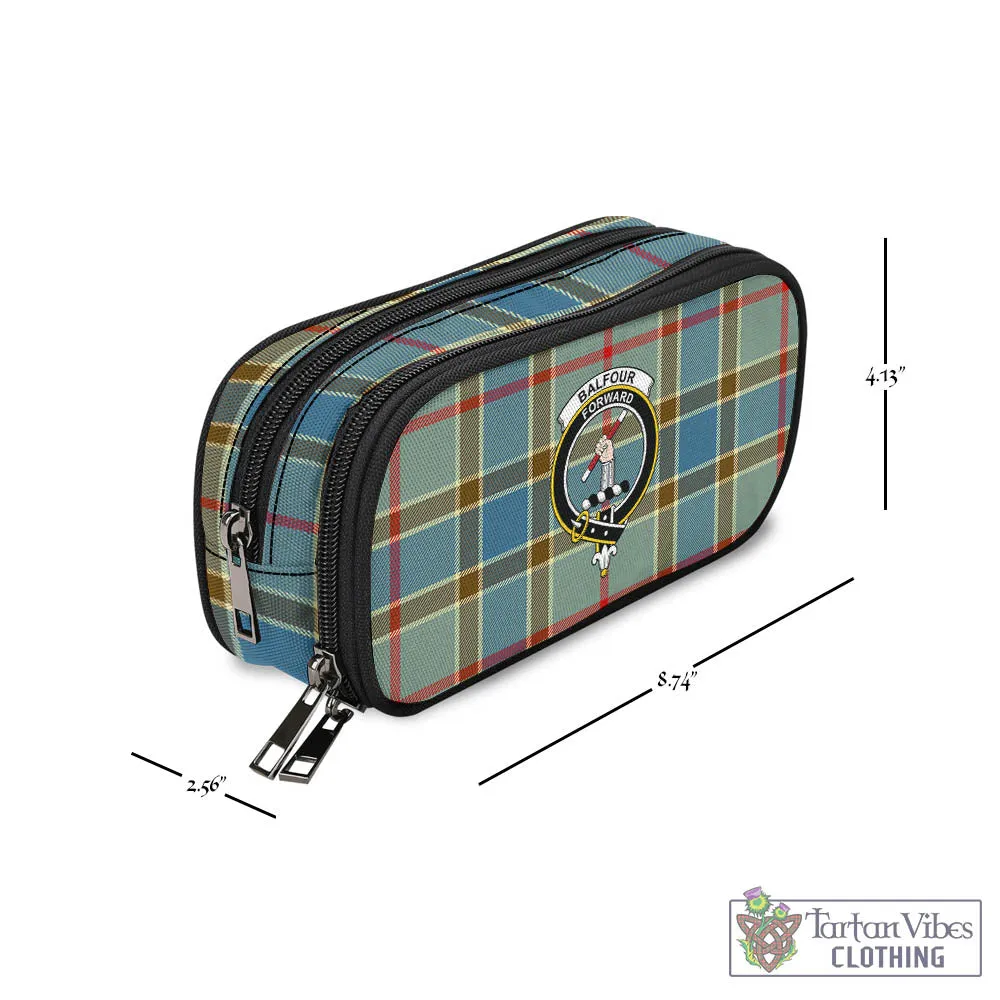 Balfour Blue Tartan Pen and Pencil Case with Family Crest