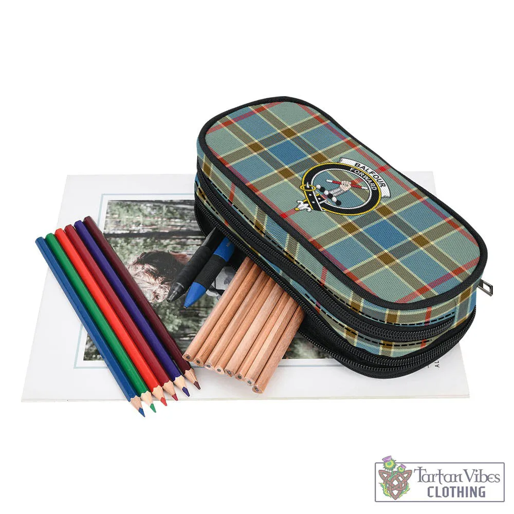 Balfour Blue Tartan Pen and Pencil Case with Family Crest