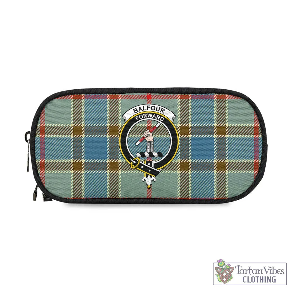 Balfour Blue Tartan Pen and Pencil Case with Family Crest