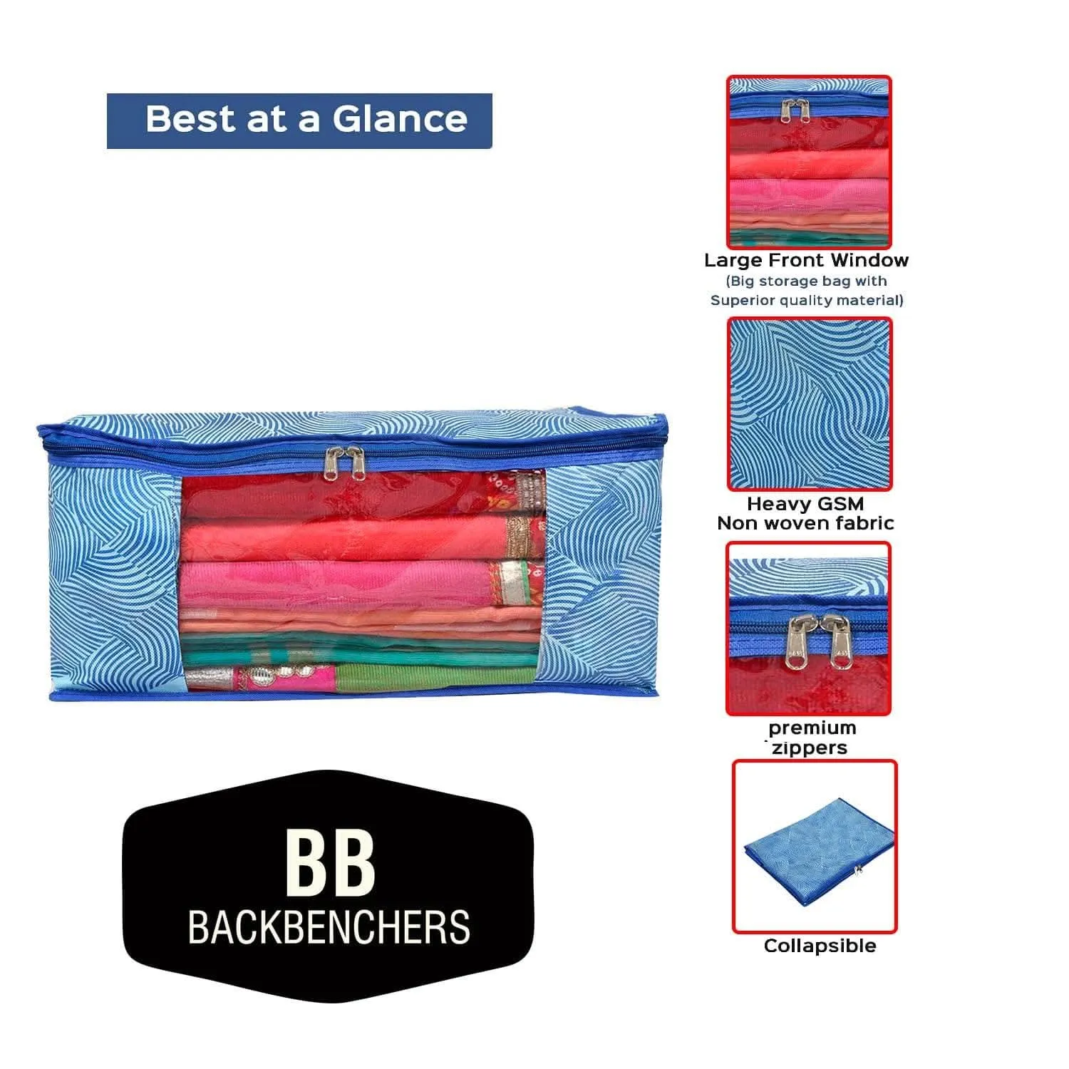 BB BACKBENCHERS Multipurpose Storage Bag ( pack of 6 , blue leheriya)