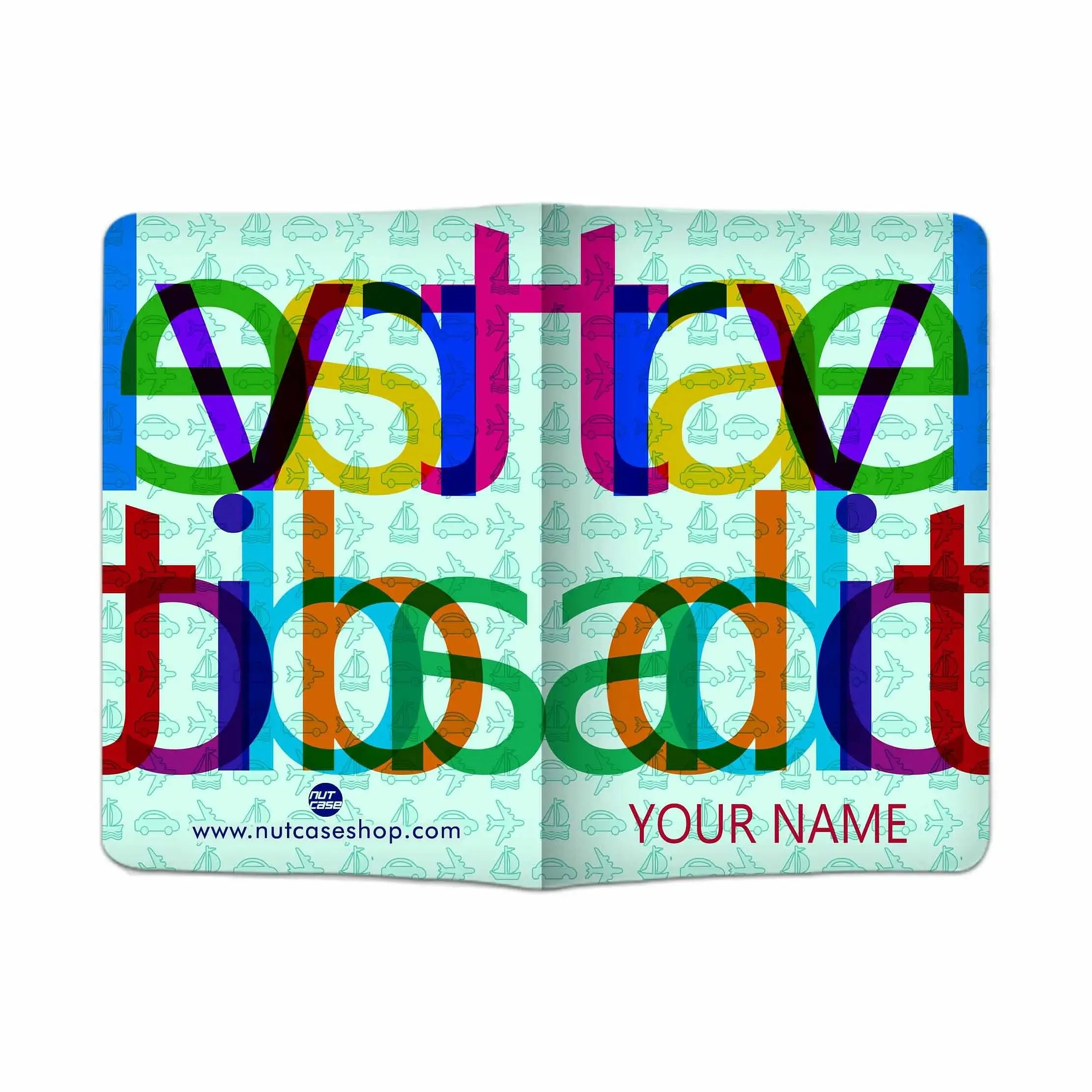 Beautiful Personalized Passport Cover -  TRAVEL ADDICT BLUE