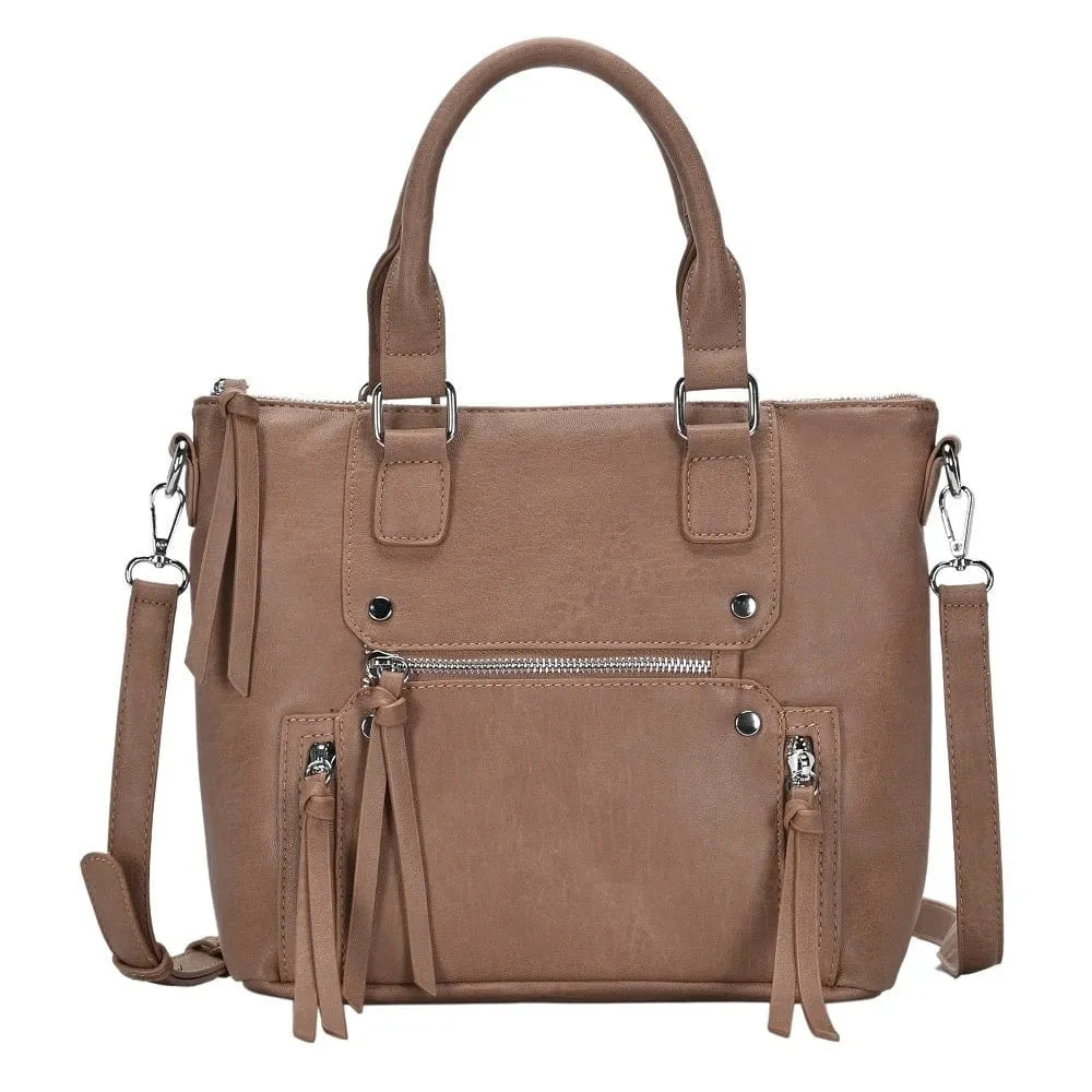 BGA3382(BK) Zipper Deco. Super Soft Top Handle Handbag/Satchel