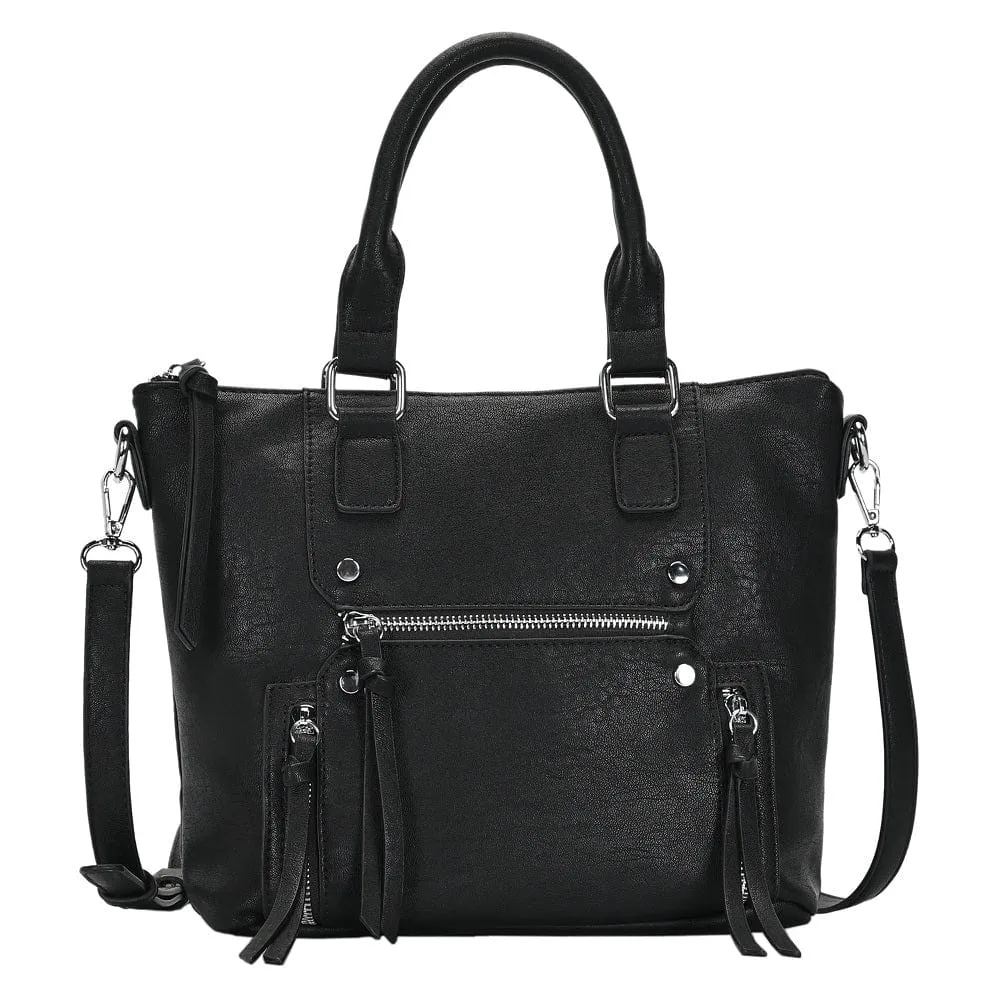 BGA3382(BK) Zipper Deco. Super Soft Top Handle Handbag/Satchel