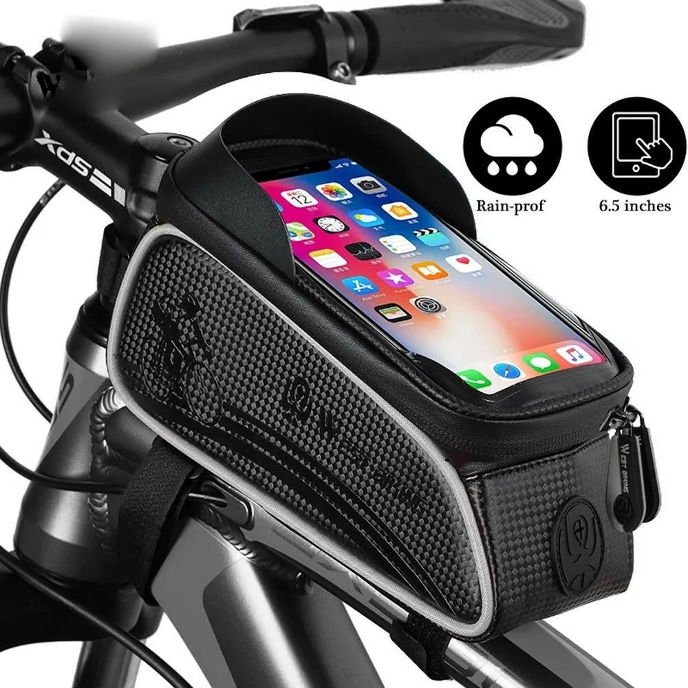 Bicycle Bag Cycling Top Front Tube Frame Bag Waterproof 6.5 inches Phone Case Storage Touch Screen MTB Road Bike Bag