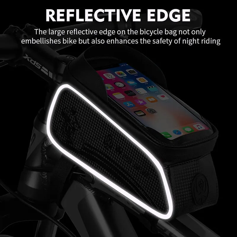 Bicycle Bag Cycling Top Front Tube Frame Bag Waterproof 6.5 Inches Touch Screen Phone Case Storage MTB Road Bike Bag