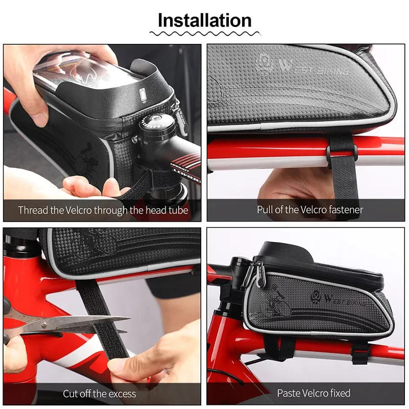 Bicycle Bag Cycling Top Front Tube Frame Bag Waterproof 6.5 Inches Touch Screen Phone Case Storage MTB Road Bike Bag