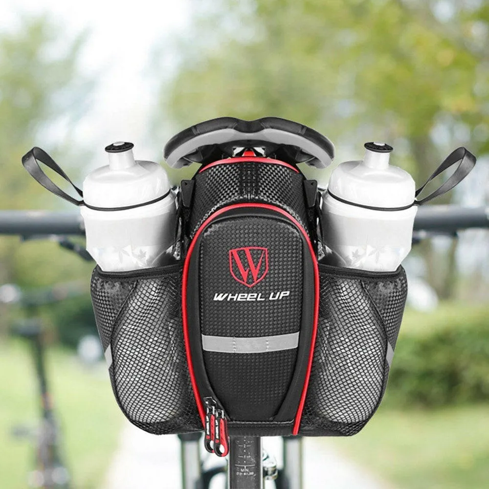 Bicycle Rear Rack Bag Bike Trunk Carrier Bag Cycling Pannier Saddle Bag with Dual Water Bottle Pockets