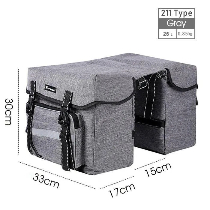 Bicycle Rear Seat Bag 25L Large Capacity Outdoor Luggage Carrier Bags Cycling MTB Road Bike Trunk Double Pannier Bag