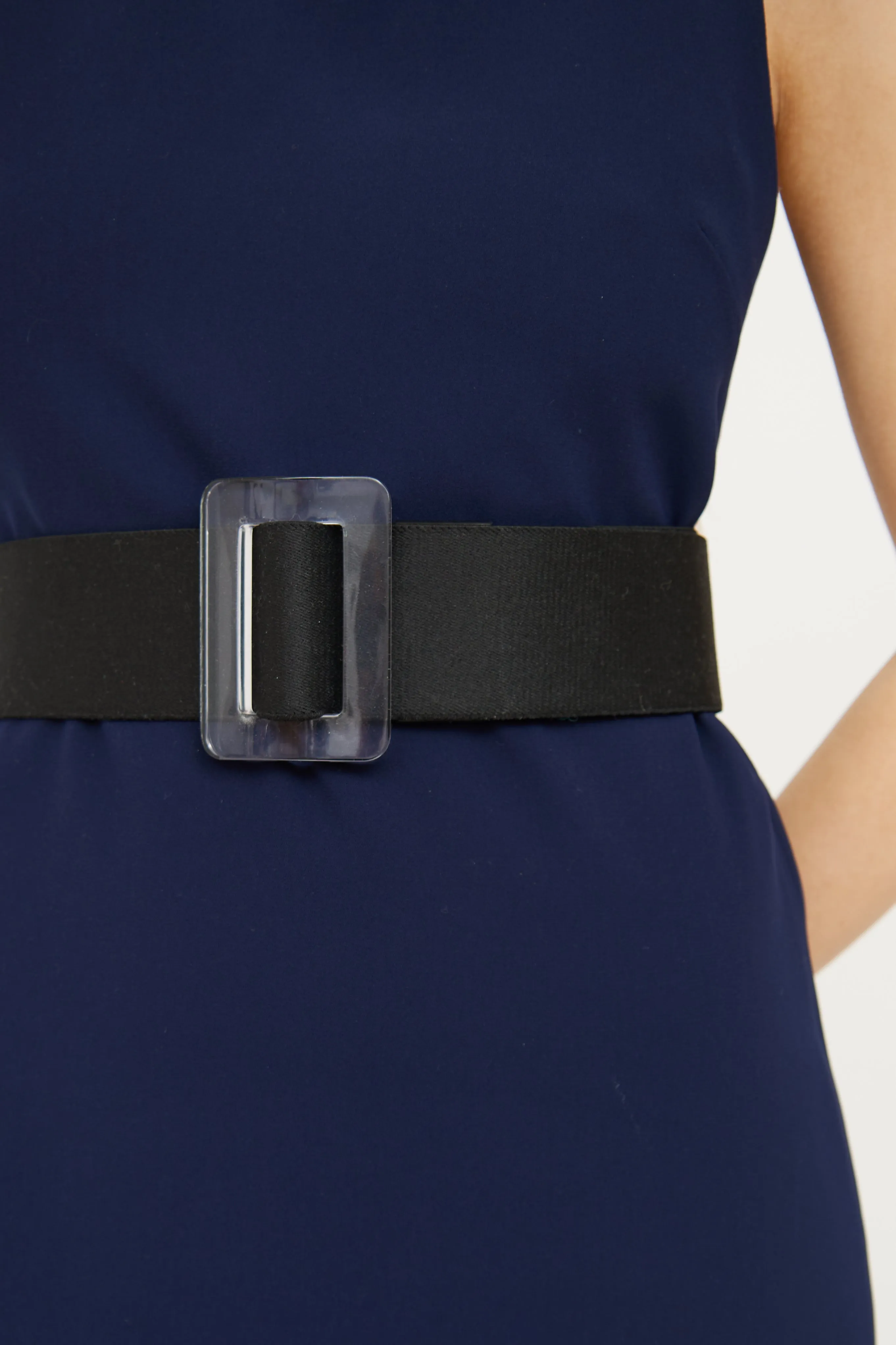 Black Acrylic Buckle Waist Belt