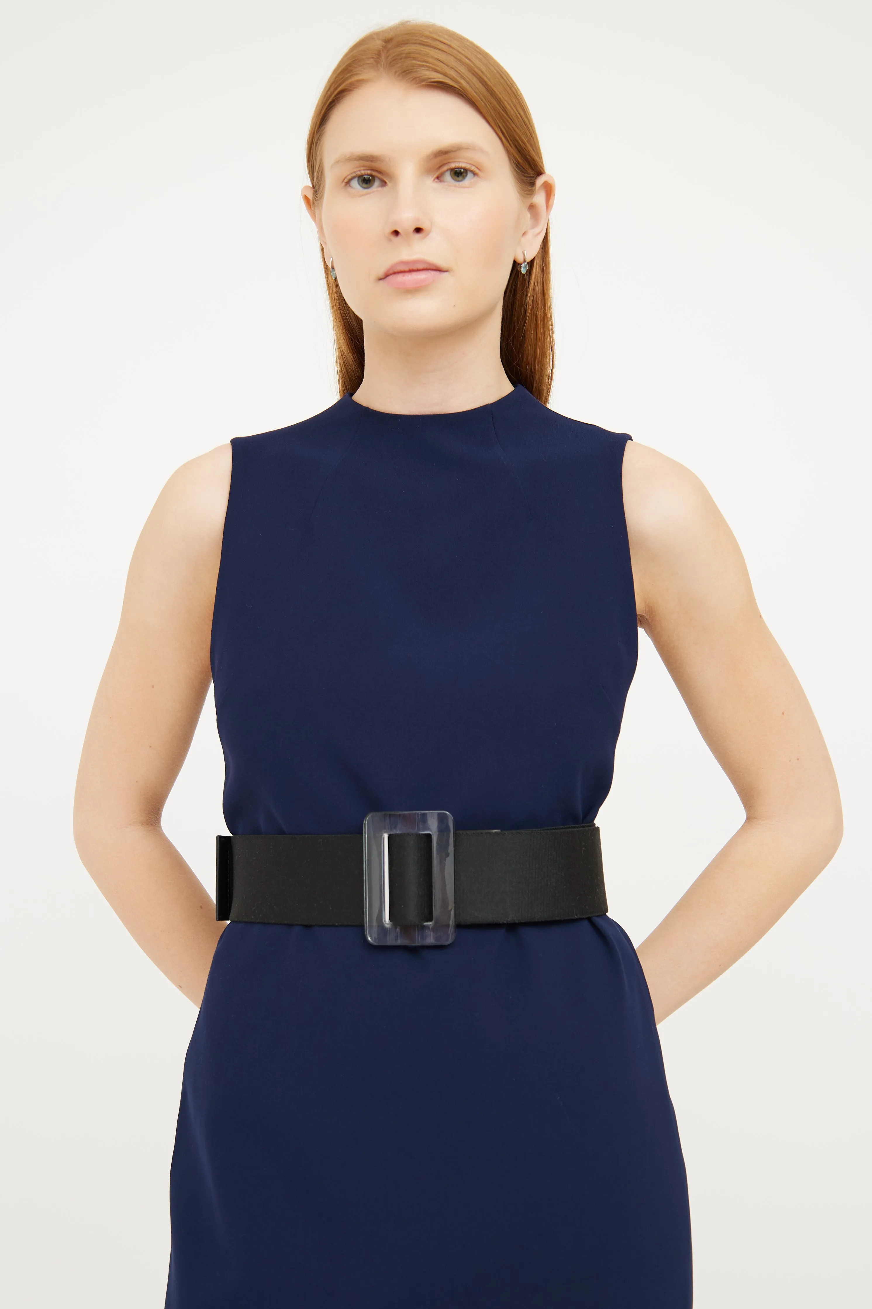 Black Acrylic Buckle Waist Belt