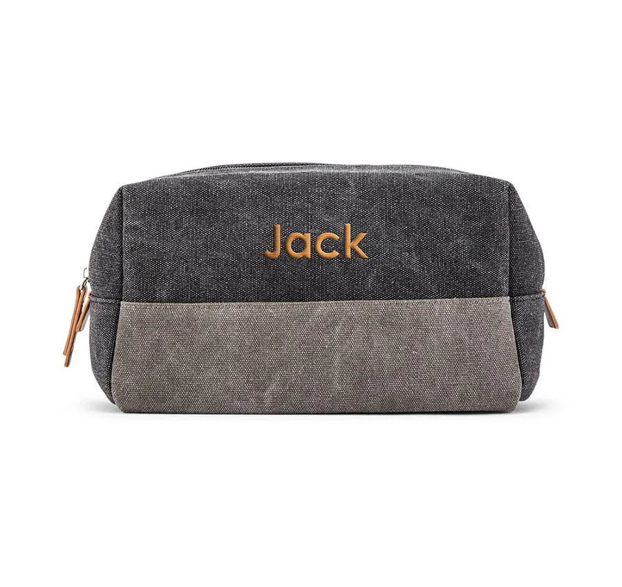 Black & Gray Canvas Groomsmen Toiletry Bag