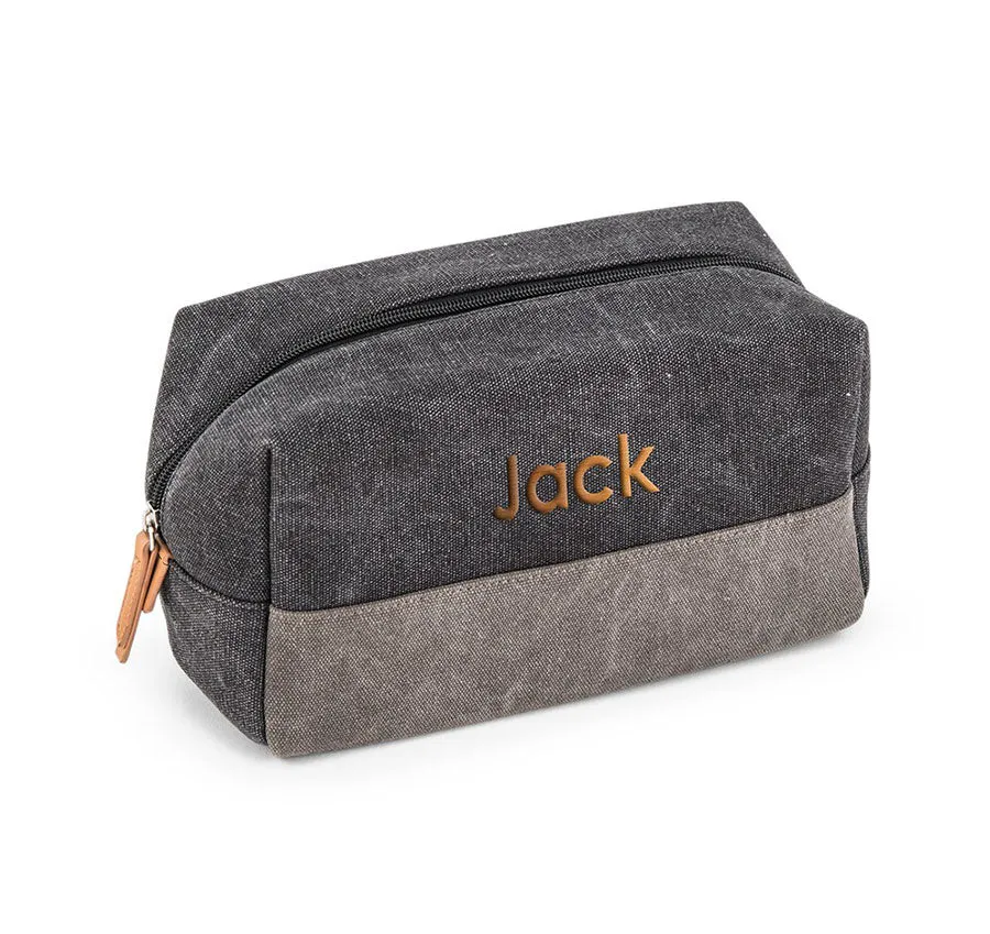 Black & Gray Canvas Groomsmen Toiletry Bag