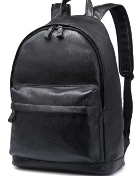 Black Leather Mens Cool Backpack Fashion Travel Backpack Hiking Backpack for Men