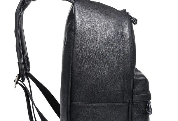 Black Leather Mens Cool Backpack Fashion Travel Backpack Hiking Backpack for Men