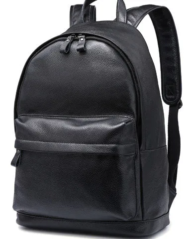 Black Leather Mens Cool Backpack Fashion Travel Backpack Hiking Backpack for Men