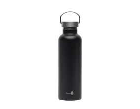 Black with Silver Top Stainless Steel Insulated Water Bottle- 24 Oz