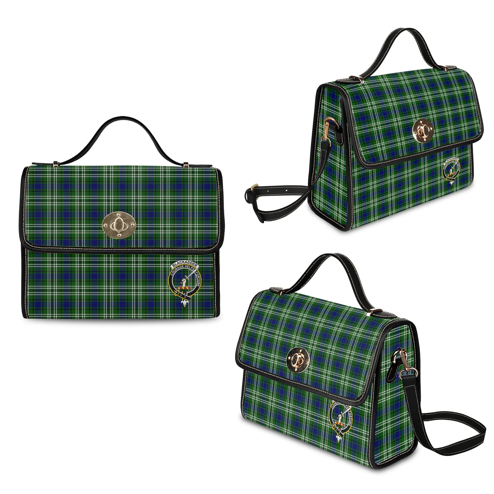 Blackadder Tartan Waterproof Canvas Bag with Family Crest