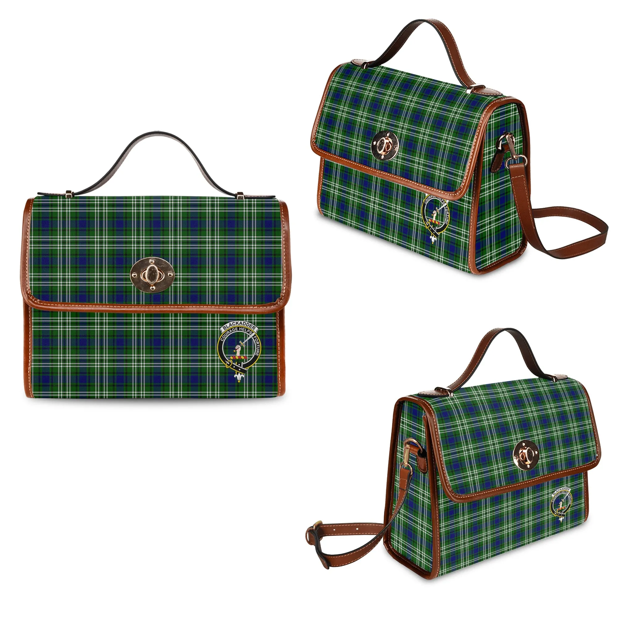 Blackadder Tartan Waterproof Canvas Bag with Family Crest