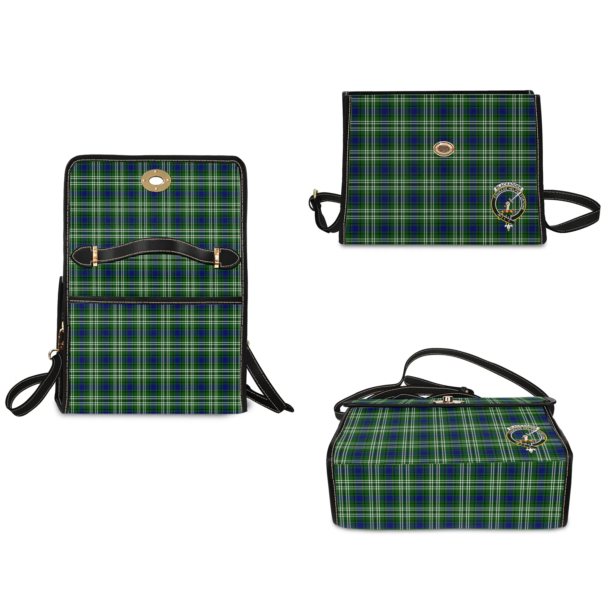 Blackadder Tartan Waterproof Canvas Bag with Family Crest