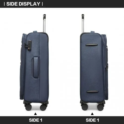 British Traveller 24 Inch Expandable Soft Shell Suitcase with TSA Lock - Lightweight & Durable - Navy