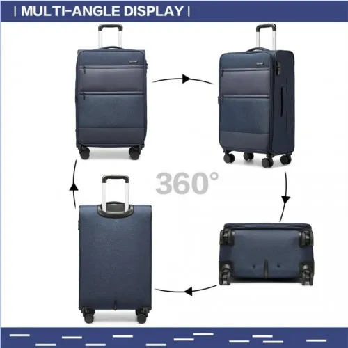 British Traveller 24 Inch Expandable Soft Shell Suitcase with TSA Lock - Lightweight & Durable - Navy