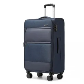 British Traveller 24 Inch Expandable Soft Shell Suitcase with TSA Lock - Lightweight & Durable - Navy