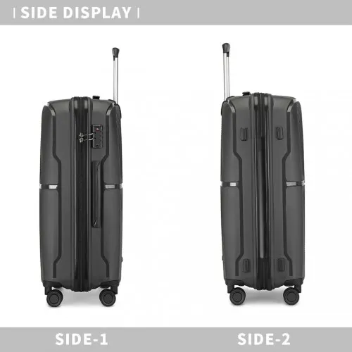 British Traveller 24 Inch Spinner Hard Shell Suitcase with TSA Lock - Lightweight & Durable in Black