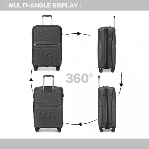 British Traveller 24 Inch Spinner Hard Shell Suitcase with TSA Lock - Lightweight & Durable in Black